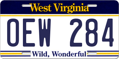 WV license plate OEW284