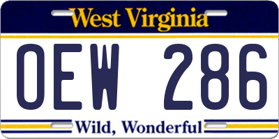 WV license plate OEW286