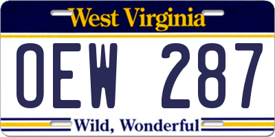 WV license plate OEW287