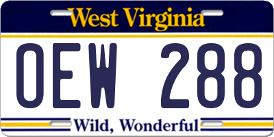 WV license plate OEW288