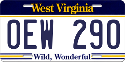 WV license plate OEW290