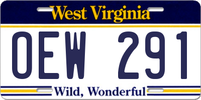 WV license plate OEW291