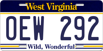 WV license plate OEW292