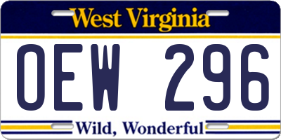 WV license plate OEW296