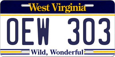 WV license plate OEW303
