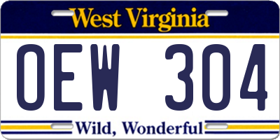 WV license plate OEW304