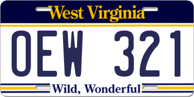 WV license plate OEW321