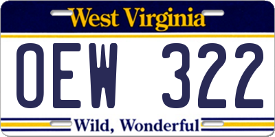 WV license plate OEW322