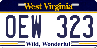 WV license plate OEW323