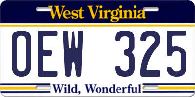 WV license plate OEW325