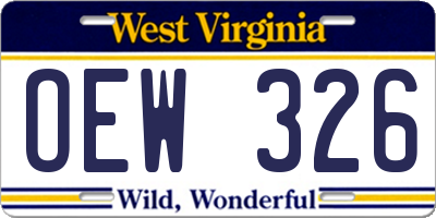 WV license plate OEW326