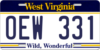 WV license plate OEW331