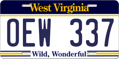 WV license plate OEW337