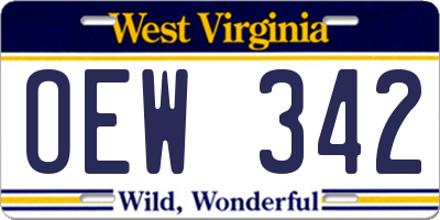 WV license plate OEW342