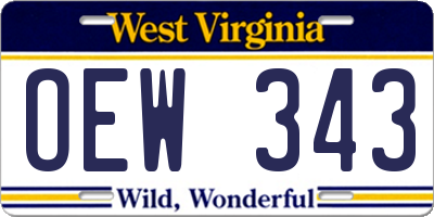 WV license plate OEW343