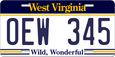WV license plate OEW345