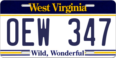 WV license plate OEW347