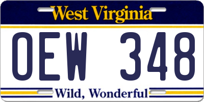 WV license plate OEW348