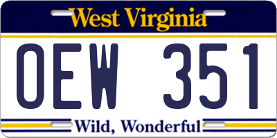 WV license plate OEW351
