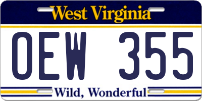 WV license plate OEW355