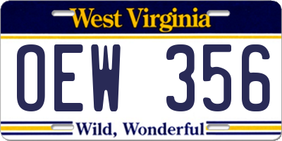 WV license plate OEW356