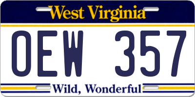 WV license plate OEW357