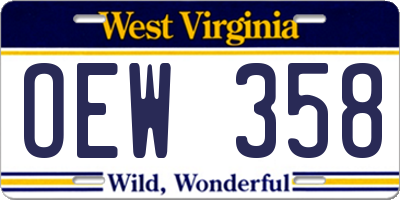 WV license plate OEW358