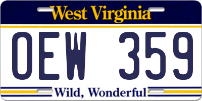 WV license plate OEW359