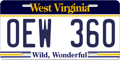 WV license plate OEW360