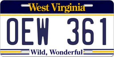 WV license plate OEW361