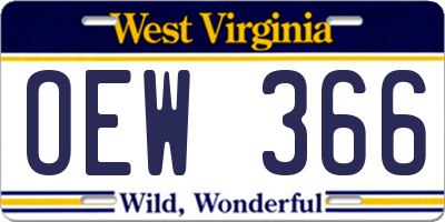WV license plate OEW366