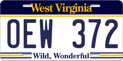 WV license plate OEW372