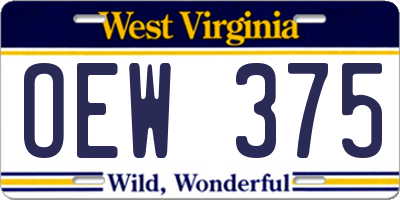 WV license plate OEW375