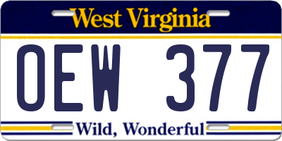 WV license plate OEW377