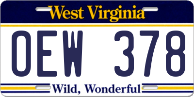 WV license plate OEW378