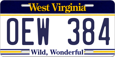 WV license plate OEW384
