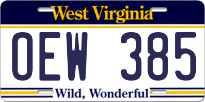 WV license plate OEW385