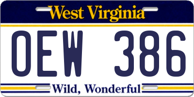 WV license plate OEW386
