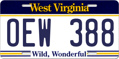 WV license plate OEW388