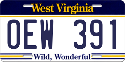 WV license plate OEW391