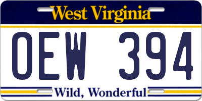 WV license plate OEW394