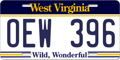WV license plate OEW396
