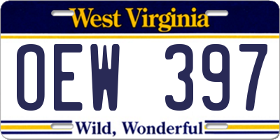 WV license plate OEW397
