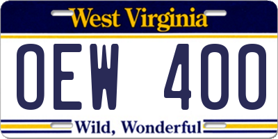 WV license plate OEW400