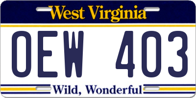 WV license plate OEW403