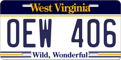WV license plate OEW406