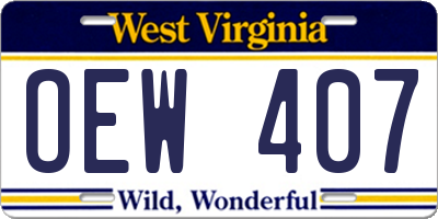 WV license plate OEW407