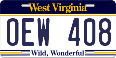 WV license plate OEW408