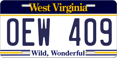 WV license plate OEW409