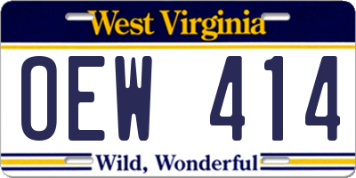 WV license plate OEW414